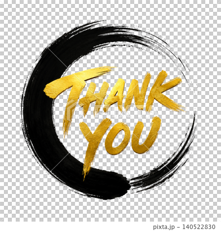 THANK YOU / Gold lettering, black circle design - Thank you message material THANK YOU / Gold lettering, black circle design - Thank you message material 140522830