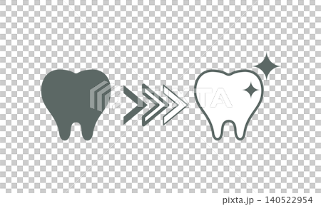 着色した歯をホワイトニングで白くするビフォーアフターのイメージイラスト 着色した歯をホワイトニングで白くするビフォーアフターのイメージイラスト 140522954