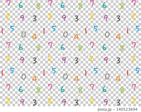 カラフルな手書きの数字の背景(パターン素材) カラフルな手書きの数字の背景(パターン素材) 140523694