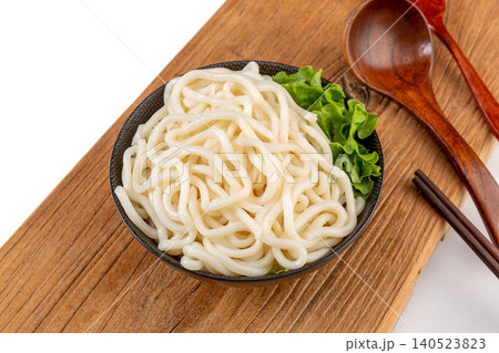 Fresh Udon Noodles - Raw Japanese Style Wheat Noodle Ingredient Fresh Udon Noodles - Raw Japanese Style Wheat Noodle Ingredient 140523823