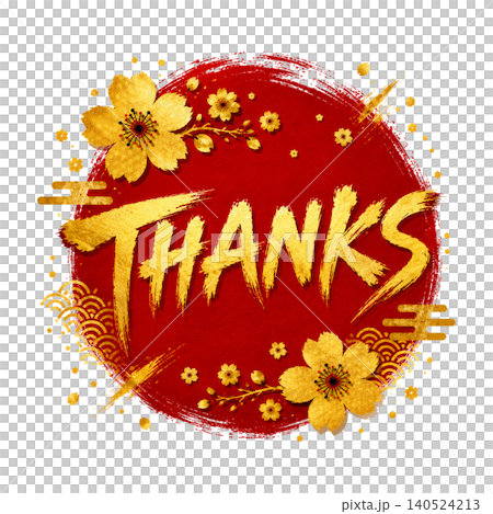 THANKS / Luxurious red circle with gold lettering - Thank you message material 140524213