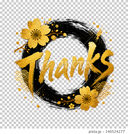 THANKS / Luxurious Black Enso (circle) with Gold Lettering - Japanese Style Design Material for Expressing Gratitude THANKS / Luxurious Black Enso (circle) with Gold Lettering - Japanese Style Design Material for Expressing Gratitude 140524277