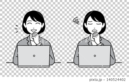 一位穿著西裝的女士正看著電腦螢幕,陷入沉思——第六組 一位穿著西裝的女士正看著電腦螢幕,陷入沉思——第六組 140524402