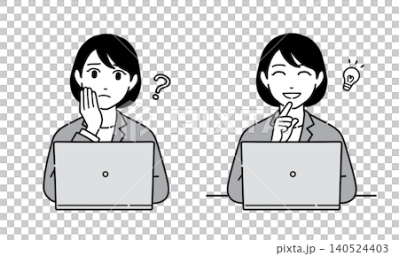 パソコンで解決するスーツ姿の女性のイラスト セット7 パソコンで解決するスーツ姿の女性のイラスト セット7 140524403