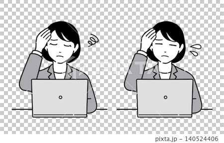圖:一位身穿西裝的女士雙手抱頭,正看著電腦螢幕。 (圖10) 圖:一位身穿西裝的女士雙手抱頭,正看著電腦螢幕。 (圖10) 140524406