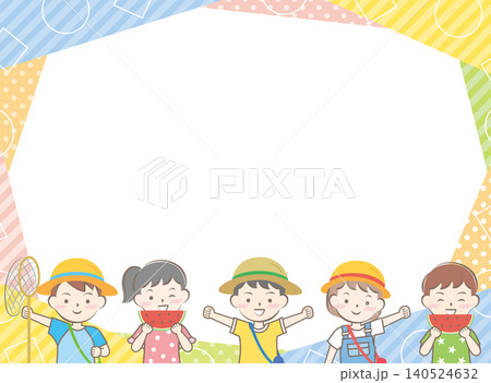 夏の子供たちのフレーム　夏休み 140524632