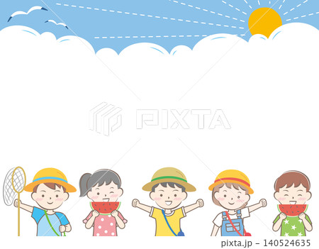 夏の子供たちのフレーム 夏休み 夏の子供たちのフレーム 夏休み 140524635