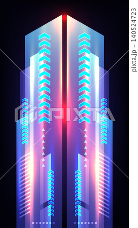 Futuristic technology abstract background with glowing blue and neon pink geometric pillars and upward arrows digital data progress vertical sci fi Futuristic technology abstract background with glowing blue and neon pink geometric pillars and upward arrows digital data progress vertical sci fi 140524723