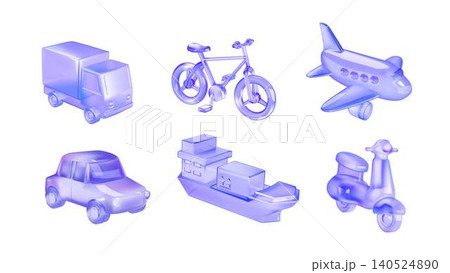 Set of Transparent Glass Vehicle Icons Set of Transparent Glass Vehicle Icons 140524890