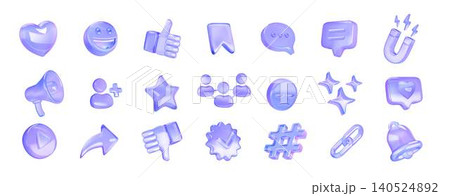 Set of Translucent Glass Icons in Pastel Colors Set of Translucent Glass Icons in Pastel Colors 140524892