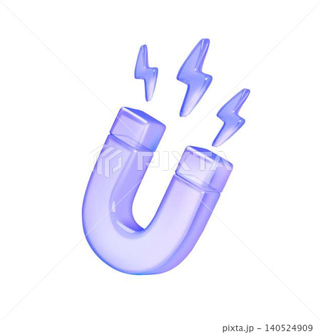 Glass Effect Magnet Icon with Lightning Bolts 140524909