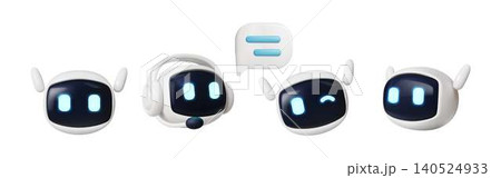 Cute Robot Heads With Different Expressions 140524933