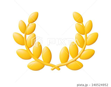 Golden Laurel Wreath Emblem on White Background 140524952