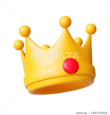 Golden Crown with Red Jewel on White Background Golden Crown with Red Jewel on White Background 140524958