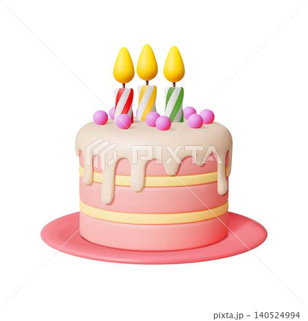 Colorful Birthday Cake with Lit Candles Colorful Birthday Cake with Lit Candles 140524994