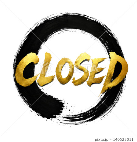 CLOSED/黒円相 金文字 営業終了 高級和風デザイン素材 CLOSED/黒円相 金文字 営業終了 高級和風デザイン素材 140525011