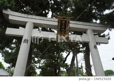 兵庫県伊丹市猪名野神社の石鳥居のアップ 兵庫県伊丹市猪名野神社の石鳥居のアップ 140525020