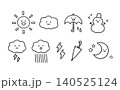 かわいい天気アイコンの線画セット 140525124