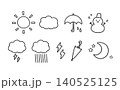 シンプルな天気アイコンの線画セット 140525125
