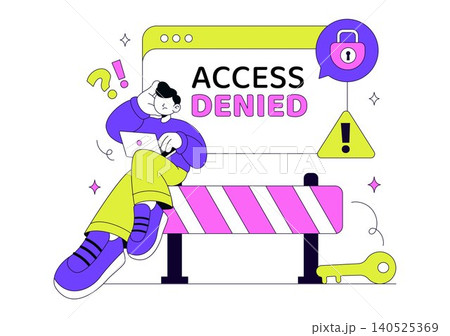Access Denied Vector Illustration Featuring Cybersecurity Protection, Authentication Failure, User Restriction, Secure Login and Data Access Control 140525369