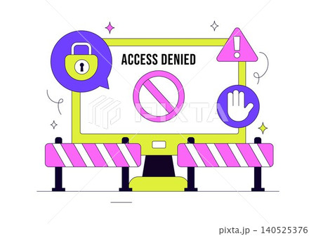 Access Denied Vector Illustration Featuring Cybersecurity Protection, Authentication Failure, User Restriction, Secure Login and Data Access Control 140525376