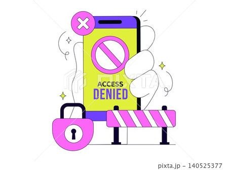Access Denied Vector Illustration Featuring Cybersecurity Protection, Authentication Failure, User Restriction, Secure Login and Data Access Control Access Denied Vector Illustration Featuring Cybersecurity Protection, Authentication Failure, User Restriction, Secure Login and Data Access Control 140525377