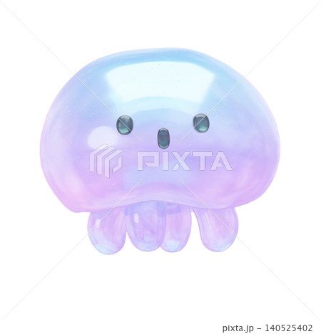ゆめかわいいぷっくりシール風 海の生き物3Dアイコン クラゲ ゆめかわいいぷっくりシール風 海の生き物3Dアイコン クラゲ 140525402