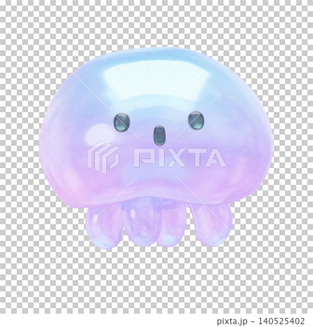 ゆめかわいいぷっくりシール風 海の生き物3Dアイコン クラゲ ゆめかわいいぷっくりシール風 海の生き物3Dアイコン クラゲ 140525402