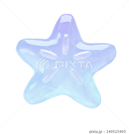 ゆめかわいいぷっくりシール風　海の生き物3Dアイコン　ヒトデ 140525403
