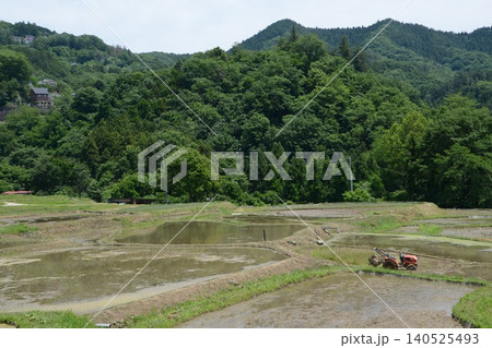 田植え前の水田・トラクター(寺坂棚田/埼玉県秩父郡横瀬町大字横瀬) 田植え前の水田・トラクター(寺坂棚田/埼玉県秩父郡横瀬町大字横瀬) 140525493