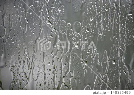 Rain Streaks And Water Droplets On A Window Glass With Moody Gray Condensation Texture Rain Streaks And Water Droplets On A Window Glass With Moody Gray Condensation Texture 140525499