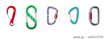 Colorful Carabiners on White Background 140525735