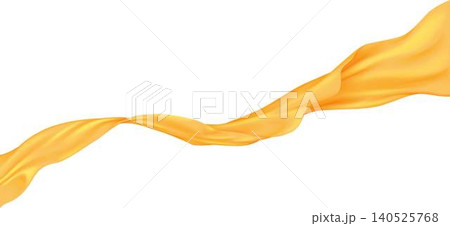 Flowing Yellow Fabric on White Background Flowing Yellow Fabric on White Background 140525768