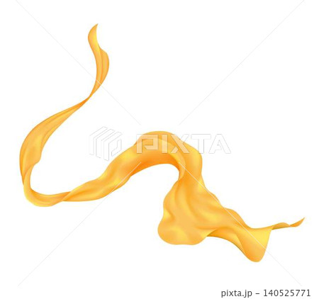 Flowing Golden Silk Ribbon on White Background Flowing Golden Silk Ribbon on White Background 140525771