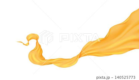 Flowing yellow fabric on white background Flowing yellow fabric on white background 140525773