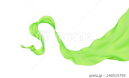 Flowing Green Silk Ribbon on White Background 140525795