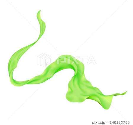 Flowing Green Silk Ribbon on Minimal Background 140525796