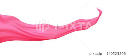 Flowing Pink Fabric Wave Against White Background 140525806