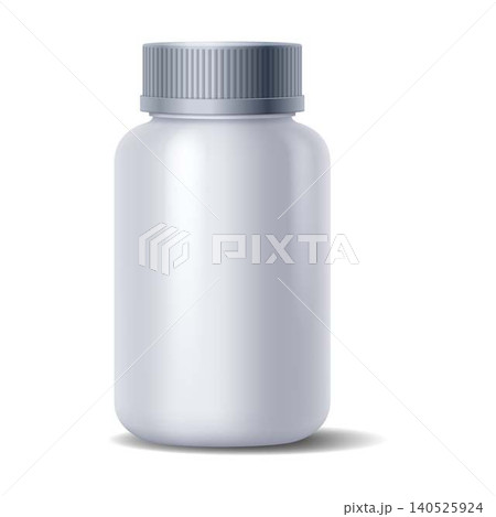 White Plastic Bottle with Grey Cap on White Background White Plastic Bottle with Grey Cap on White Background 140525924