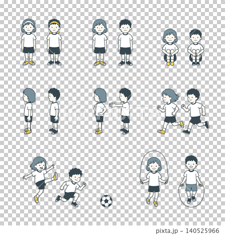 Illustration set for elementary school boys and girls' physical education classes 140525966