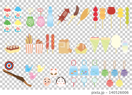 A set of cute illustrations of Japanese festival stalls. A set of cute illustrations of Japanese festival stalls. 140526006