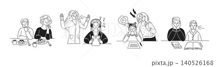 Frustrated Students and Teachers in Line Art Frustrated Students and Teachers in Line Art 140526168