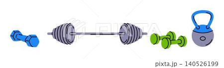 Colorful Gym Equipment Illustrations for Fitness Themes Colorful Gym Equipment Illustrations for Fitness Themes 140526199