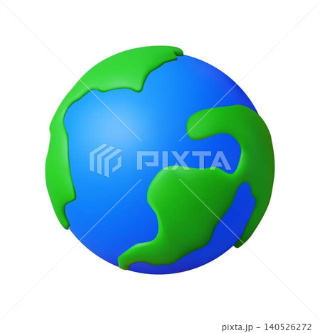 Colorful 3D Earth Illustration with Green Continents Colorful 3D Earth Illustration with Green Continents 140526272