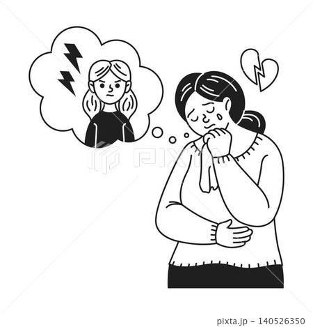 Woman in Thought with Sad Expression Woman in Thought with Sad Expression 140526350