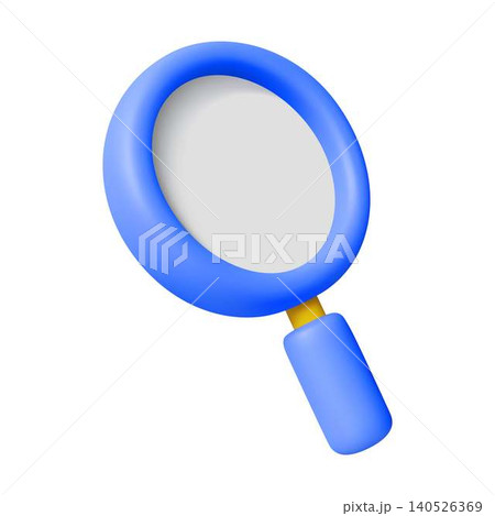 Blue 3D Magnifying Glass Icon with Handle Blue 3D Magnifying Glass Icon with Handle 140526369