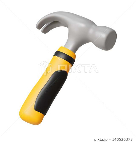 Realistic Claw Hammer with Yellow and Black Handle Realistic Claw Hammer with Yellow and Black Handle 140526375
