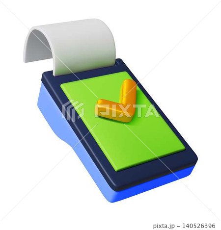 3D Payment Terminal with Check Mark Icon 3D Payment Terminal with Check Mark Icon 140526396