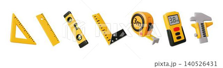 Set of Various Measuring Tools in Yellow Tones Set of Various Measuring Tools in Yellow Tones 140526431