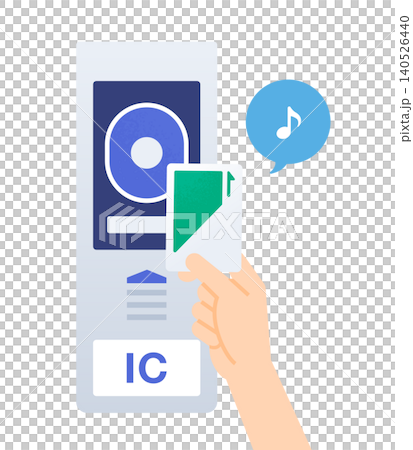 自動改札機に交通系ICカードをタッチして決済する手元のイラスト素材 自動改札機に交通系ICカードをタッチして決済する手元のイラスト素材 140526440